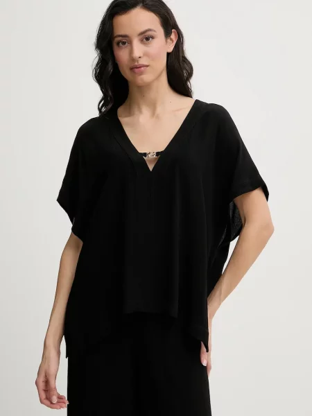 Plážová halenka BOSS Double B Top černá