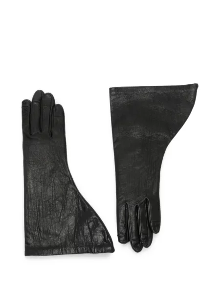 Mănuși Rick Owens din piele asimetrice negru