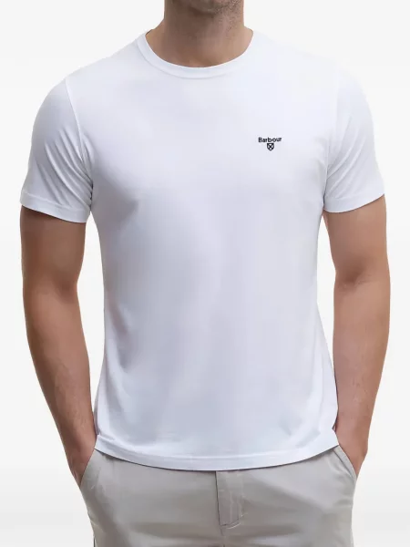 Tricou Barbour cu broderie alb