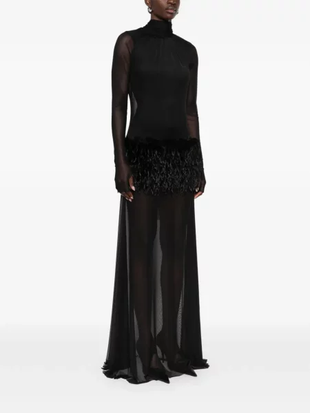 Rochie Atu Body Couture cu pene negru