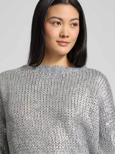 Sweter z dzianiny o kroju relaxed fit z domieszką wełny z alpaki Rich & Royal szary