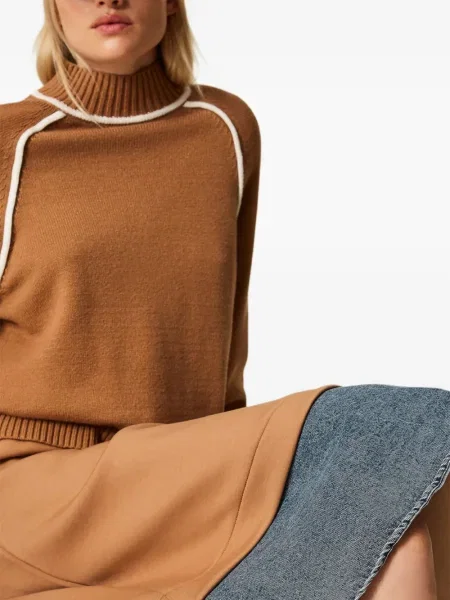 Fustă midi Twinset până la genunchi maro