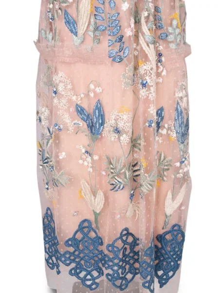 Rochie Biyan cu broderie din tul roz