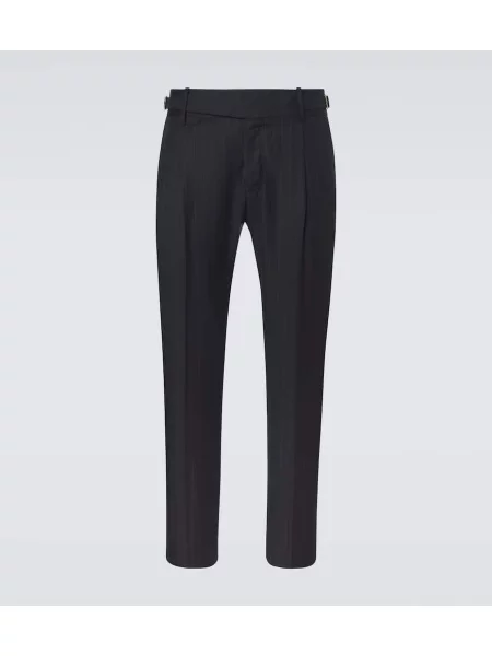 Volnene hlače Dolce&gabbana s črtami modra