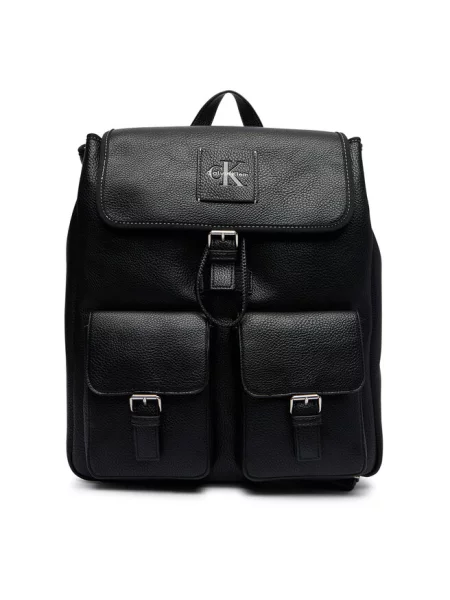 Plecak Calvin Klein Bold Pebble Flap Backpack Black OS czarny
