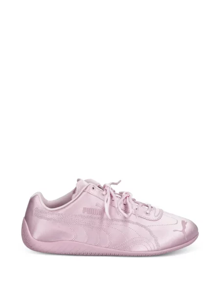 Top Puma cu broderie din satin roz