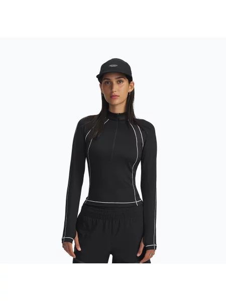 Longsleeve treningowy Under Armour ColdGear Textured Zip black/white/metalic silver czarna