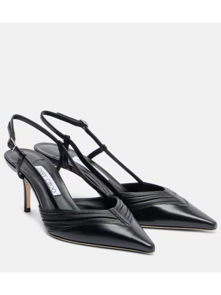Pantofi cu toc Jimmy Choo din piele slingback negru