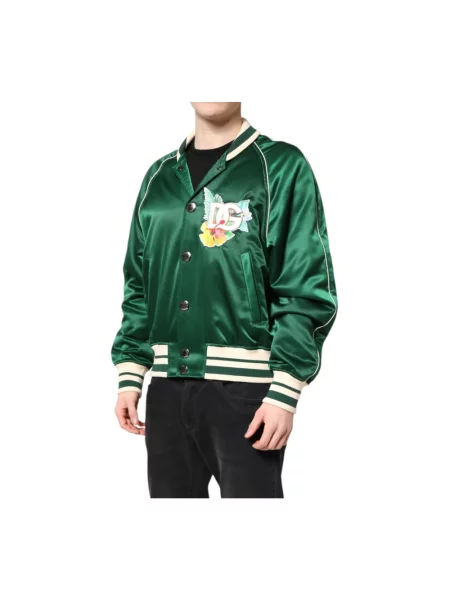 Kurtka bomber Dolce And Gabbana z logo zielony