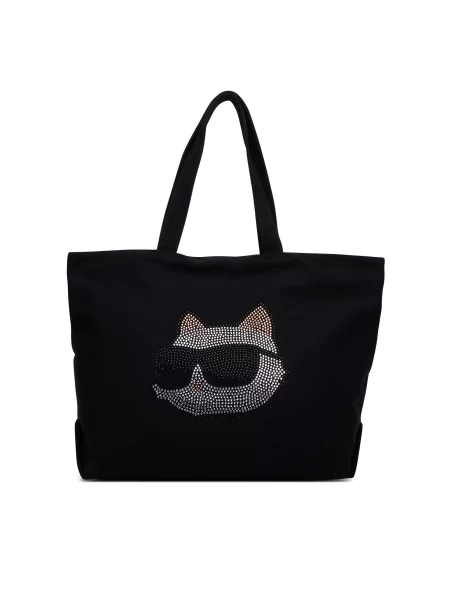Karl Lagerfeld Μεγάλη τσάντα Ikon Choupette / διαφανές / λευκό μαύρο