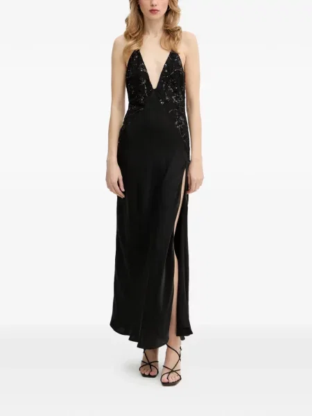 Rochie Bardot cu paiete din dantelă de costum negru