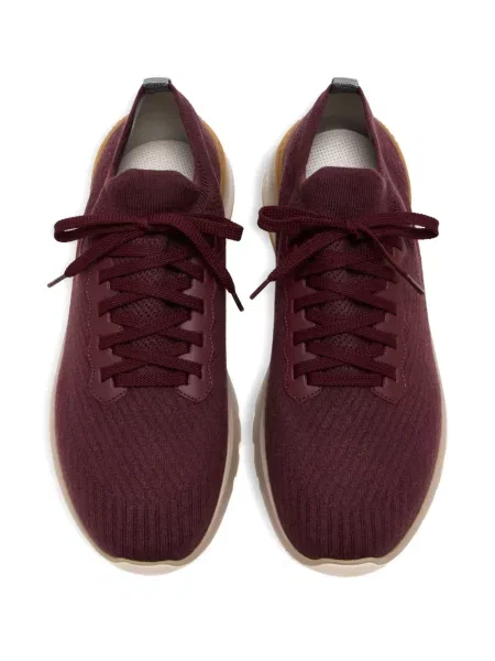 Sneakerși Brunello Cucinelli cu șireturi tricotate roșu