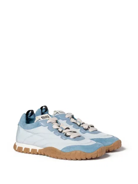 Sneakerși Miu Miu din piele de căprioară albastru