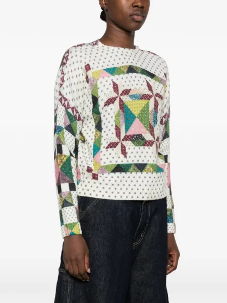 Pulover Jei's cu imprimeu geometric alb