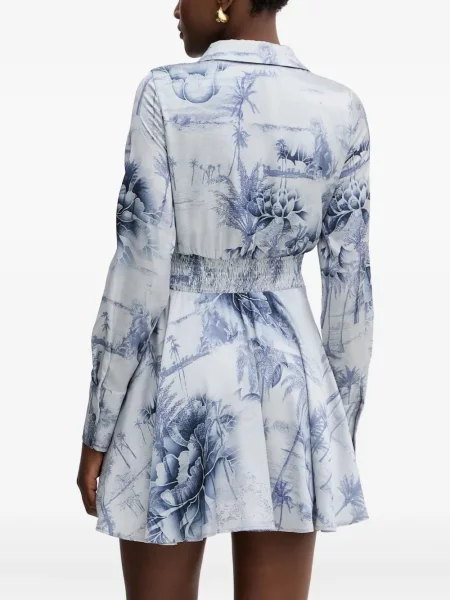 Rochie mini Guess cu model floral cu imagine albastru