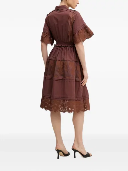 Rochie midi Silvian Heach din dantelă maro