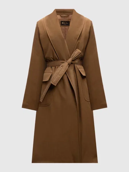 Пальто з шовку на запах Loro Piana коричневе