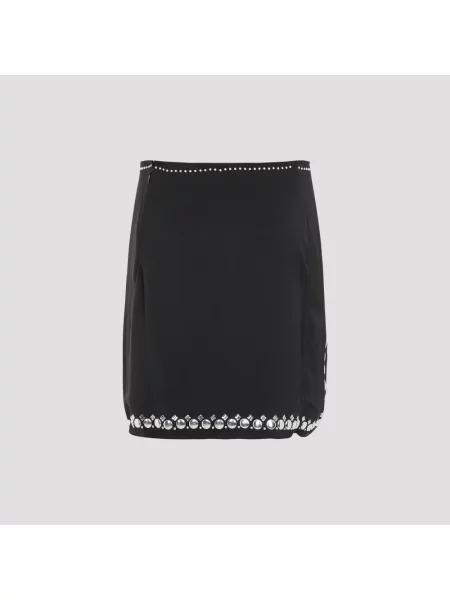 Mała mały satynowa spódnica mini Paco Rabanne czarna