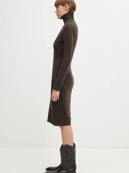 Сукня з додаванням вовни Maison Margiela midi пряма коричневий