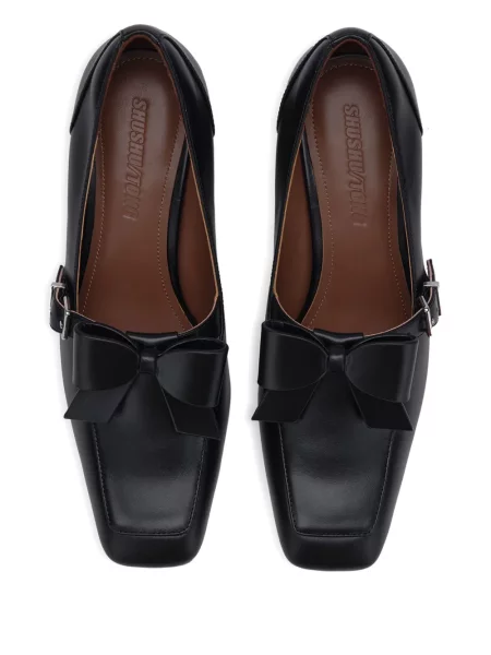 Pantofi cu toc Shushu/tong cu funde din piele cu cataramă negru