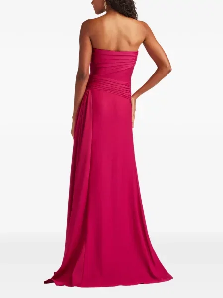 Rochie maxi Tadashi Shoji drapată fără bretele roz
