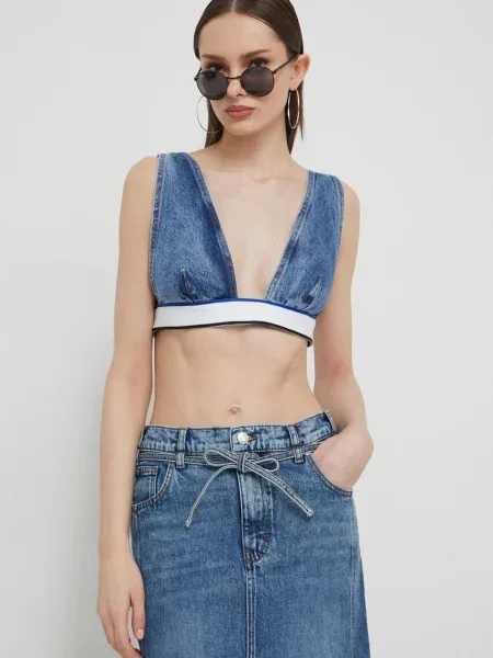 Denim μπλούζα Hugo Blue λείο μπλε