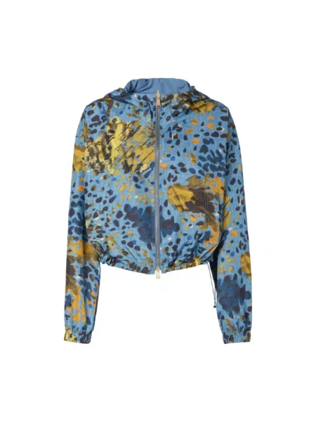 Wiatrówka Fendi skórzana dwustronna niebieska