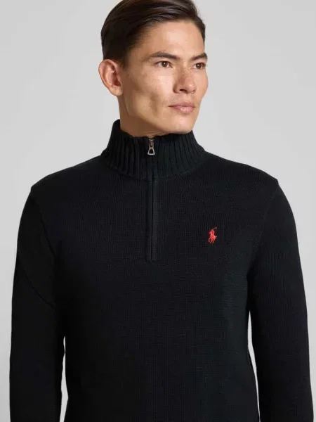 Sweter Ralph Lauren z kołnierzem z długim rękawem czarny