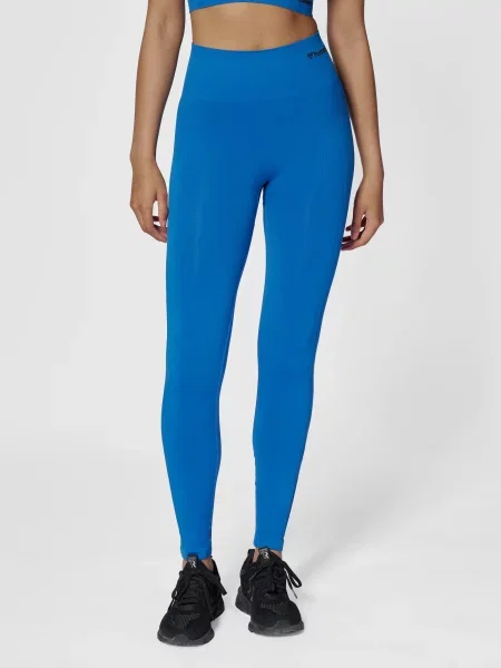 Legginsy bezszwowe z wysokim stanem Hummel Tif niebieskie