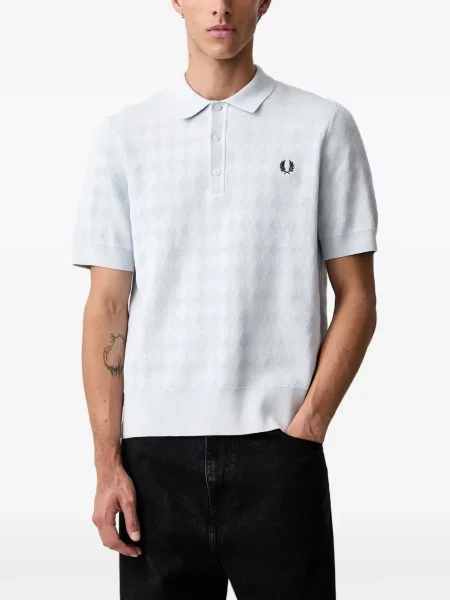Плетена поло тениска Fred Perry синьо
