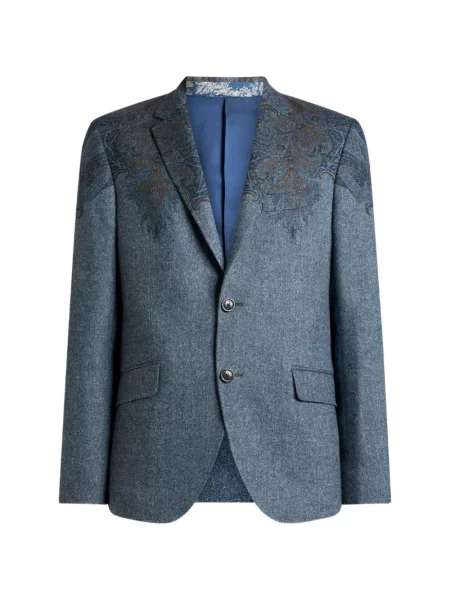 Geacă Etro de lână cu imagine cu model paisley albastru