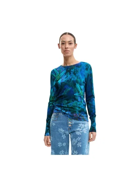 Dzianinowy sweter Desigual niebieski