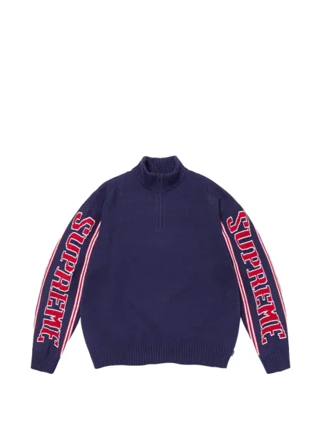 Pulover Supreme din jacard albastru