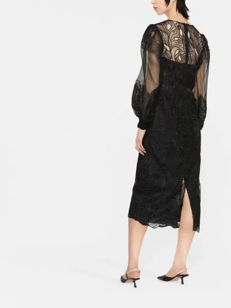 Μίντι φόρεμα Alberta Ferretti με δαντέλα μαύρο