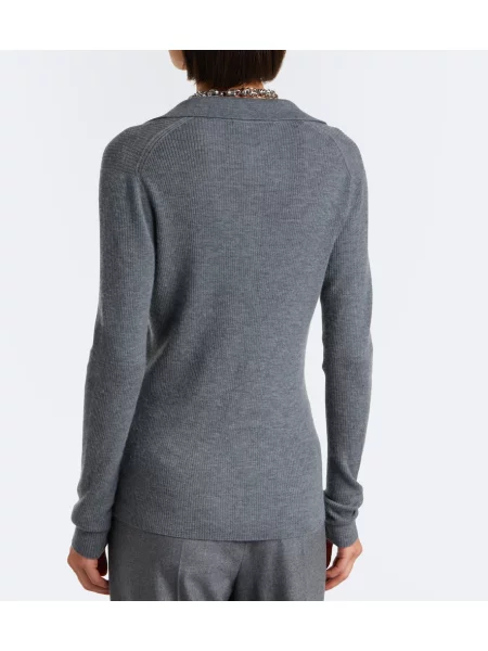 Tricou polo Max Mara din cașmir gri