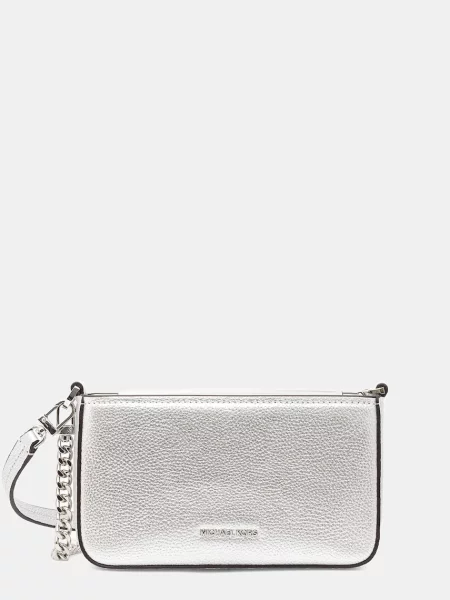 Кожена чанта MICHAEL Michael Kors сребристо