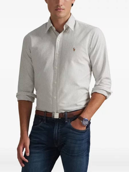 Ριγέ polo Polo Ralph Lauren με κουκούλα με αυτόγραφο λευκό