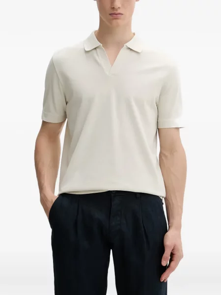 Scurt tricou polo Marc O'polo cu decolteu în V alb