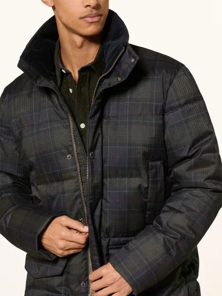 Barbour Prošívaná Bunda Lonnen tmavě modrá / tmavě / tmavě zelená červená