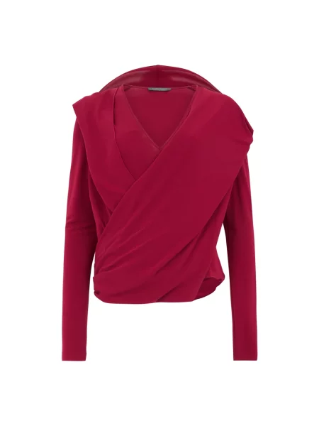 Top Alberta Ferretti z dekoltem w serek czerwony