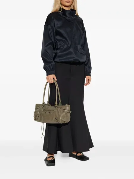Geacă bomber Balenciaga din satin negru