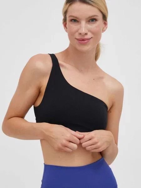 Сутиен за йога Joy in me Heat Ribbed с изчистен дизайн черно