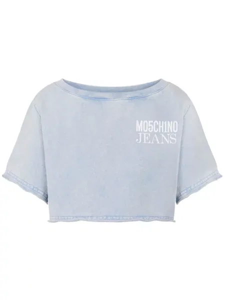 Koszulka Moschino Jeans o krotszym kroju niebieska