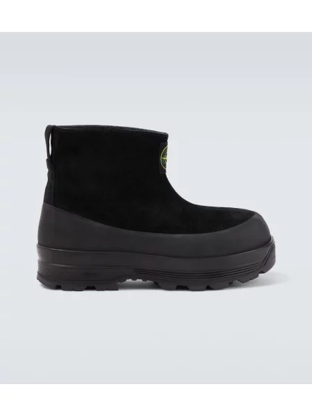 Cizme scurte Stone Island din piele de căprioară cu strasuri negru