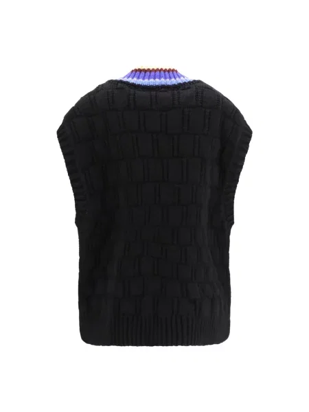 Kardigan Dries Van Noten z kaszmiru z dekoltem w serek czarny