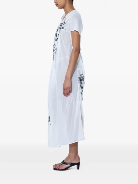 Rochie Limi Feu cu imagine asimetrică alb