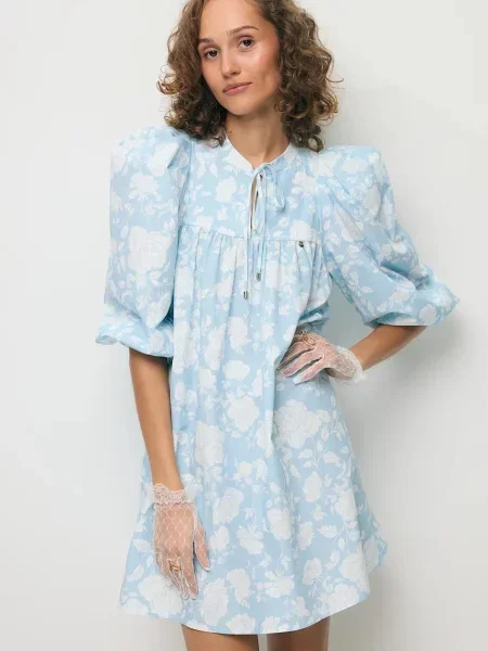 BIZUU sukienka koszulowa AYOTE niebieska