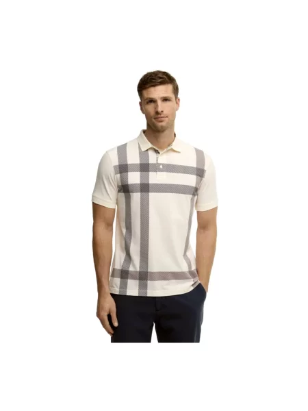 Koszulka polo Barbour w kratę biała