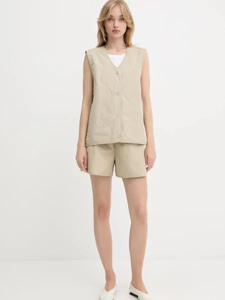 Samsoe Samsoe szorty SAYUNA gładkie high waist beżowy
