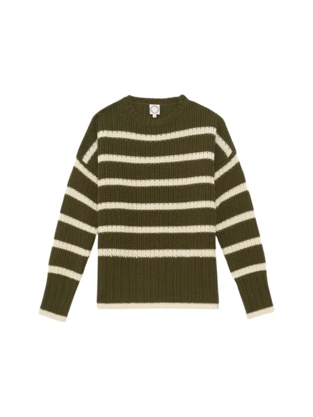 Sweter Ines De La Fressange Paris wełniany w paski z paskiem zielony